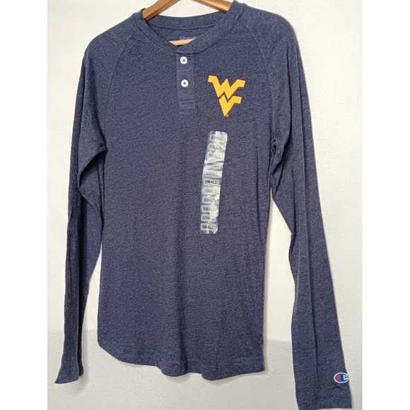 WVU Mountaineers Champions S Henley Shirt Long Sleeve West Virginia Mountaineers - Picture 1 of 9